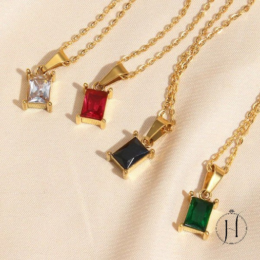 The Rectangular Stone Necklaces